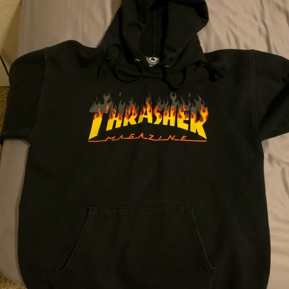 thrasher bbq flame black hoodie